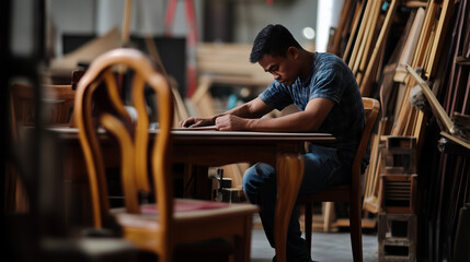 asia worker assemble Furniture