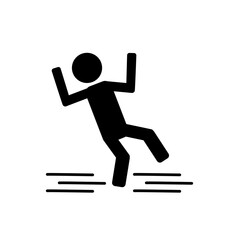 Falling down person because of stumbling, slipping, accident, injury. Slippery, danger, risk. Vector illustration