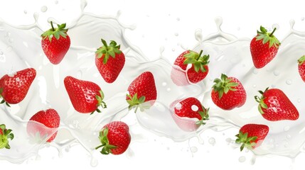 Strawberries Splashing in Milk