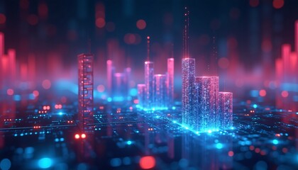 Price Drop, Market Crash Illustration, Holographic Background, Hologram Style Design, Price Down Graphic