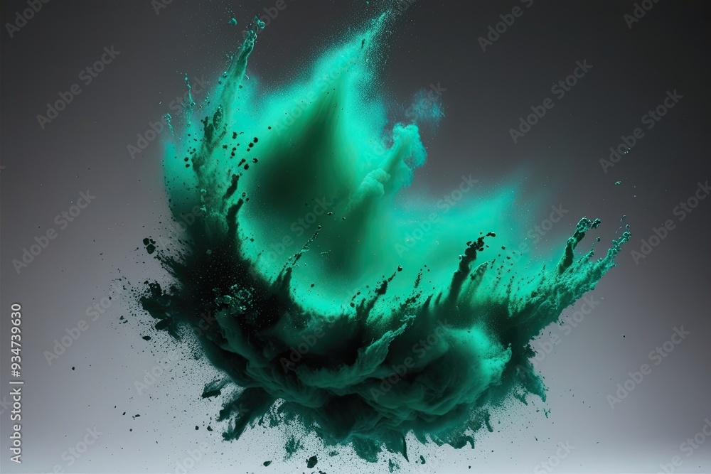 Aufkleber emerald dust explosion with dynamic swirling particle cloud
