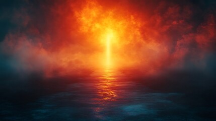 Fototapeta premium Light of Awareness bright abstract image where beam of light break through dark cloudy sky light illuminates path below symbolizing importance of mental health awareness journey toward understanding