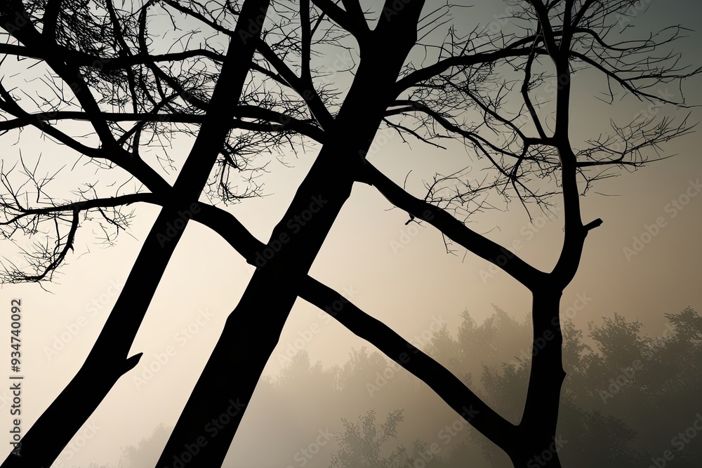 Poster three-dimensional dynamic haze effect featuring striking tree branch shadows design