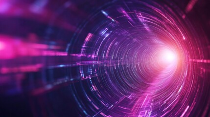 Obraz premium Cosmic Energy Vortex, vibrant light spirals converge into a dazzling core, evoking a sense of speed and discovery in a digital universe bursting with color.