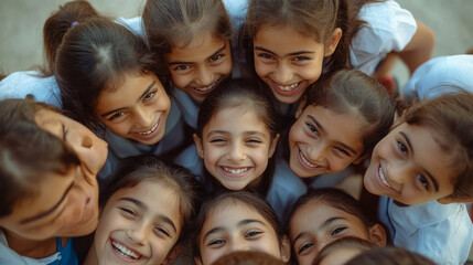 Obraz premium Joyful Circle of Young Girls