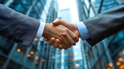A business handshake agreement, symbolizing corporate success and partnership.