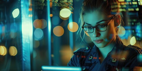 Cyber Threat Analysis and Enhancement of Business Insights on Possible Attacks with a Female Professional in Uniform Utilizing Virtual Technology on a Tablet