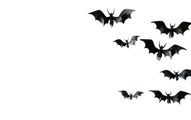 Spooky Halloween decoration with black bats and creepy spiders on a clear background.