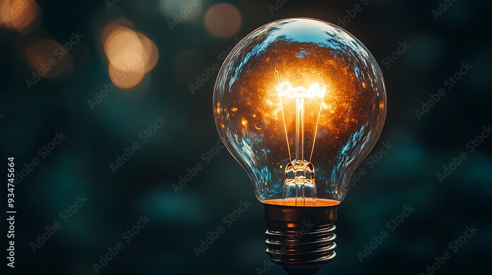 Poster a glowing light bulb with a bokeh background, creating a sense of warmth and creativity.
