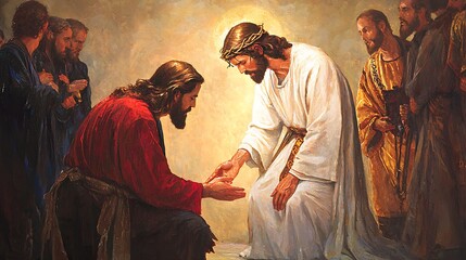 Jesus Healing a Man  Biblical Painting  Christian Art  Religious Artwork