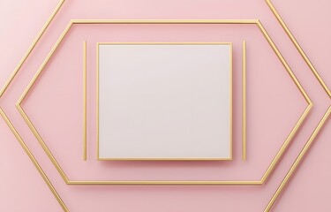 Fototapeta premium Golden Frame on Pink Background.