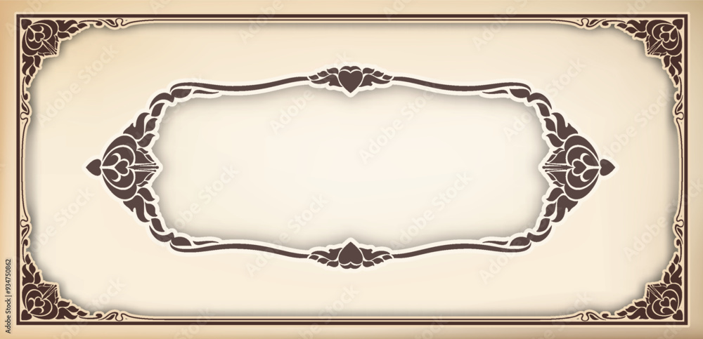 Fototapete vector border design decoration pattern style. frame border design is pattern. frame photo line art.