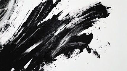 Dynamic Black Strokes: Abstract Expression of Movement and Emotion &ndash; Perfect for Sports Interior Posters and Modern Art Displays
