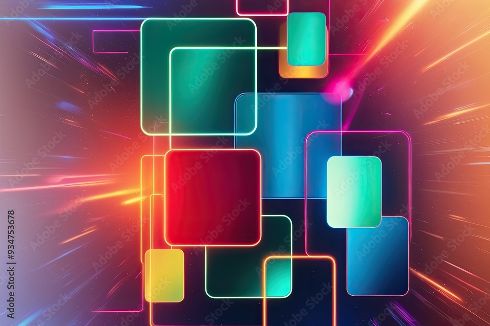 Poster vibrant electric rectangle design with dynamic animated background