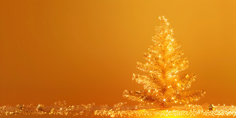 The radiance of a Christmas tree against a yellow 