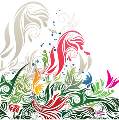 multi color floral background ,Vintage floral swirl tattoo design with tribal elements 