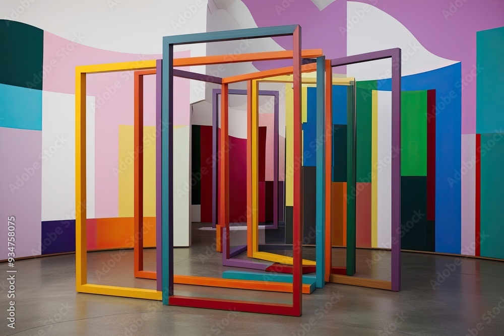 Poster inspiring intertwined rectangles in a whimsical background for modern art projects