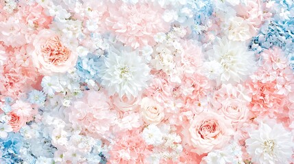Floral Background with Pink  White  and Blue Flowers