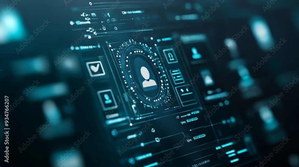 Poster futuristic user interface design with digital profile icon