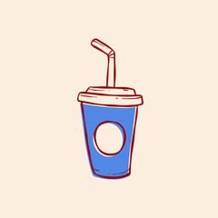 soda soft drink in paper cup fast food menu vector illustration
