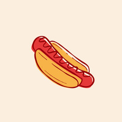 american hot dog fast food menu vector hand drawn doodle illustration