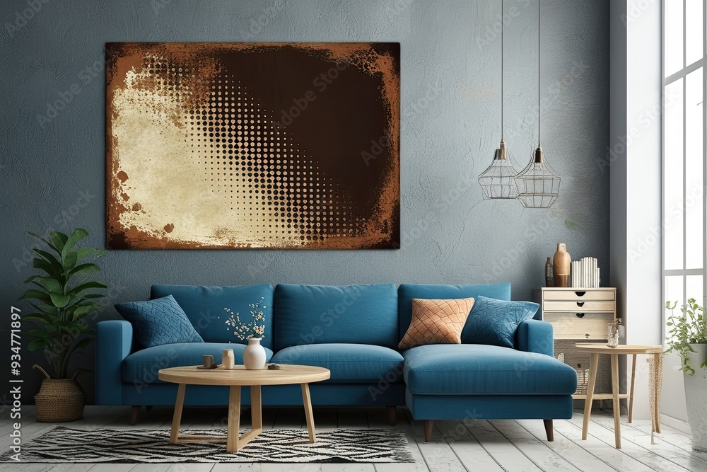 Poster vintage aged halftone art with rustic dot texture for canvas print