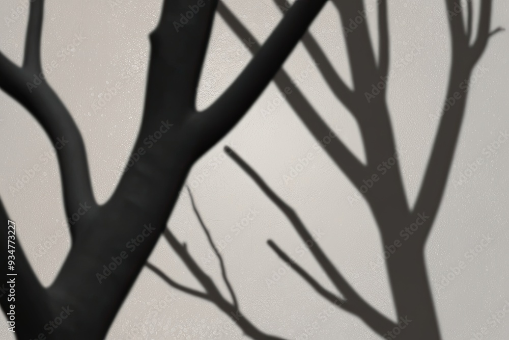 Poster realistic tree branch shadow overlay with soft blur effect on clear background