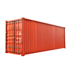 Fototapeta premium Red Shipping Container on White Background with Detailed 3D Rendering