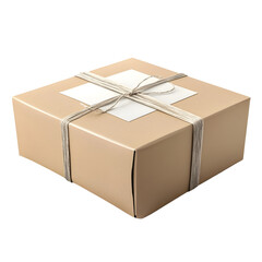 Shipping Label on Isolated Cardboard Box Package for Freight Delivery and Logistics Service