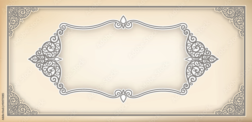 Fototapete vector border design decoration pattern style. frame border design is pattern. frame photo line art.