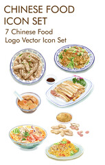 Chinese food logo vector icon set