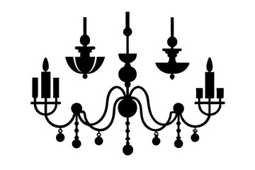 Set of chandelier icons silhouette vector art illustration	