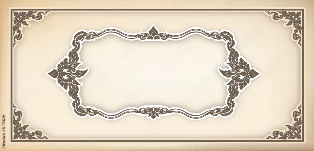 Fototapete vector border design decoration pattern style. frame border design is pattern. frame photo line art.