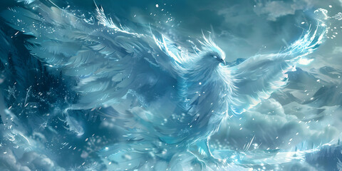 Dark blue background with abstract flying dragons 