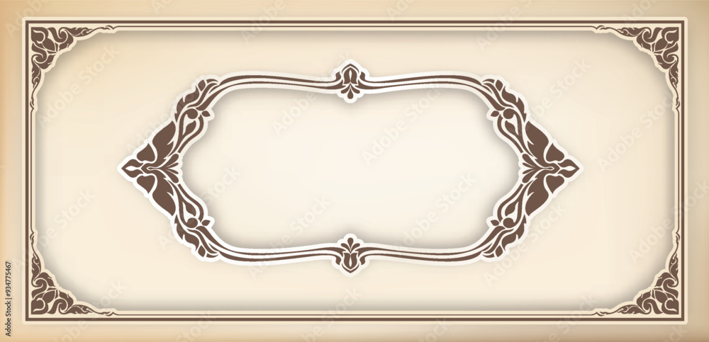 Fototapete vector border design decoration pattern style. frame border design is pattern. frame photo line art.