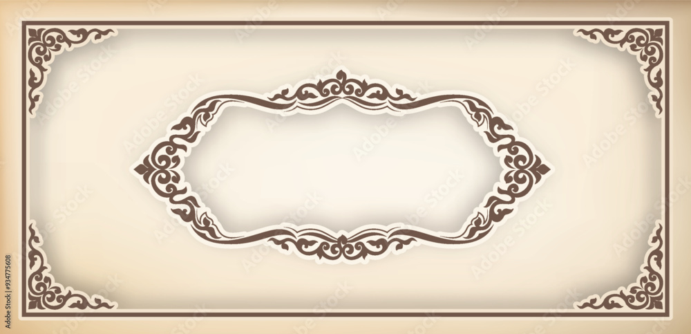 Fototapete vector border design decoration pattern style. frame border design is pattern. frame photo line art.