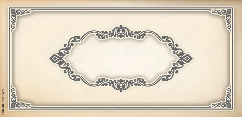 Fototapete vector border design decoration pattern style. frame border design is pattern. frame photo line art.