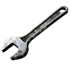 Vintage Rusty Wrench on Stark White Background