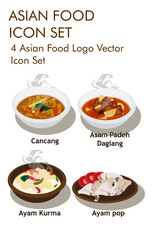 Asian traditional food logo vector icon set