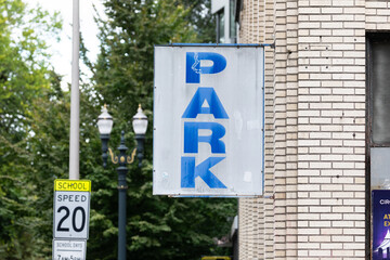 Public parking sign in Downtown Portland, Oregon