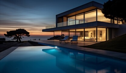 Obraz premium Indigo Dreams The Soft Glow of Modern Elegance in Nida's Expansive Vistas