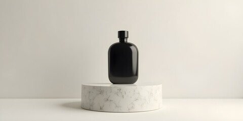 black perfume bottle on clean background