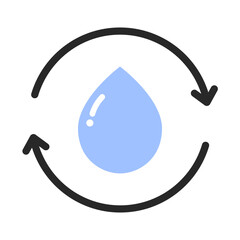 Water circulation icon. Liquid with arrow sign. Environment, ecology, hygiene concepts. Flat vector design isolated illustration.