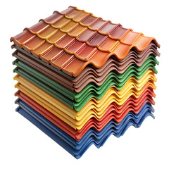 stack of colorful roof tiles ready for installation