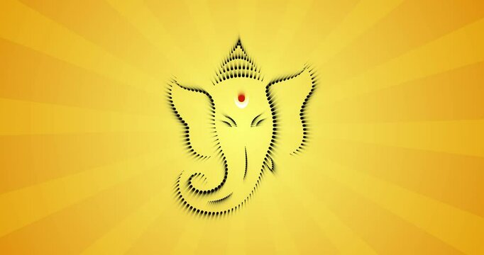lord ganpati dots art motion graphics on yellow background. design for Hindu Auspicious Occasion and Ganesh chaturthi festival.