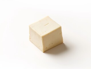 A white block of tofu cube isolated on white. AI generated