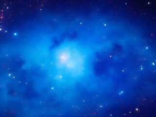 Naklejka premium Bright Blue Nebula with Stars: Celestial Background