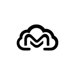 cloud letter M technology logo vector illustration template design