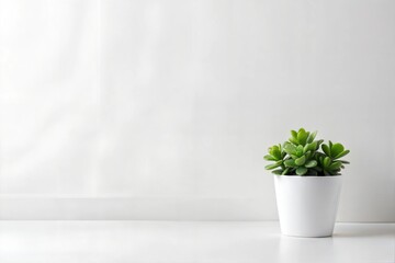 potted houseplant on white background, space for text