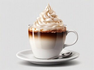 Exquisite Coffee with Cream on Transparent Background